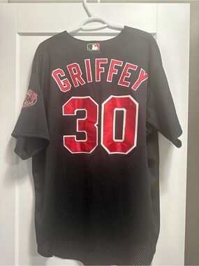 MLB Black Jersey with Red and White Cincinnati Patch
